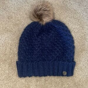 ROXY KNIT BEANIE​ NAVY BLUE WOMENS HAT POMPOM​​​​​​​